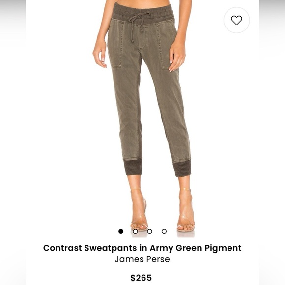 James Perse Contrast Sweatpants in Army Green Pigment Size XS $265 - Picture 2 of 6